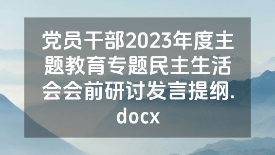 党员干部2023年度主题教育专题民主生活会会前研讨发言提纲.docx