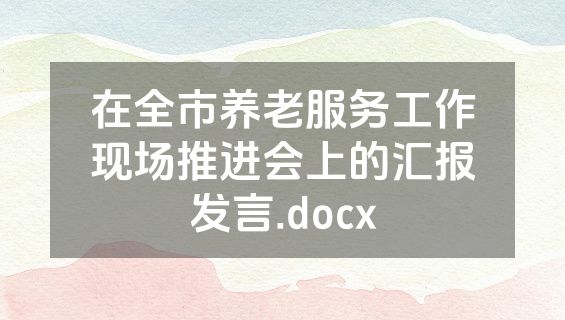 在全市养老服务工作现场推进会上的汇报发言.docx