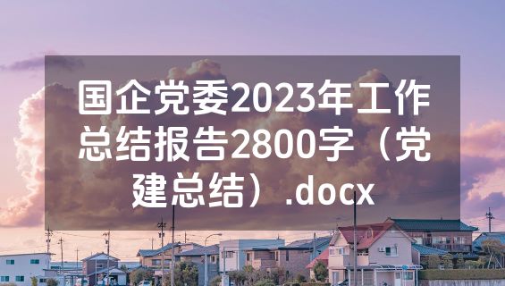国企党委2023年工作总结报告2800字（党建总结）.docx