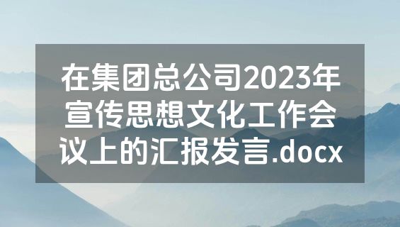 在集团总公司2023年宣传思想文化工作会议上的汇报发言.docx