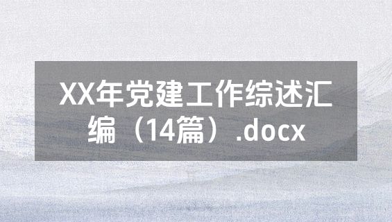 XX年党建工作综述汇编（14篇）.docx