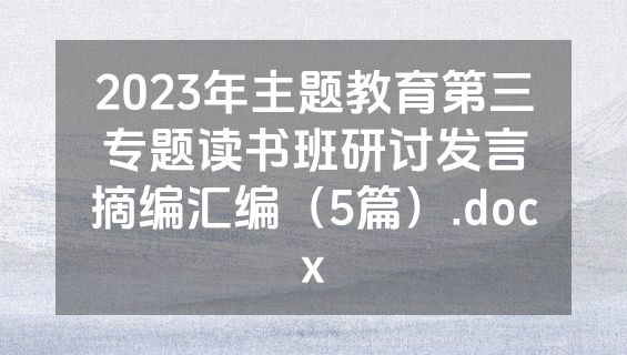 2023年主题教育第三专题读书班研讨发言摘编汇编（5篇）.docx