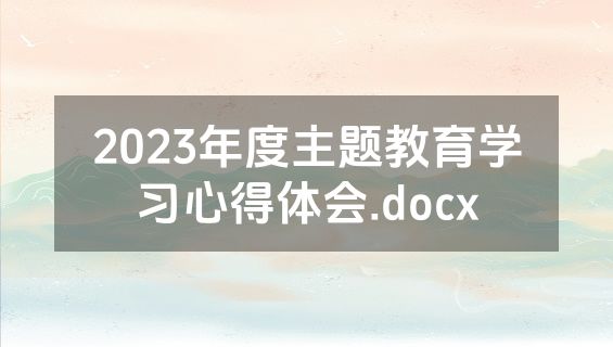 2023年度主题教育学习心得体会.docx