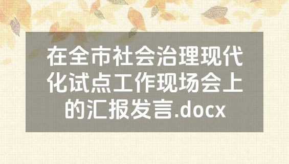 在全市社会治理现代化试点工作现场会上的汇报发言.docx