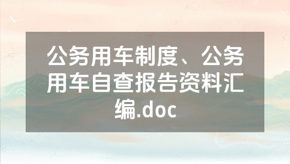 公务用车制度、公务用车自查报告资料汇编.doc