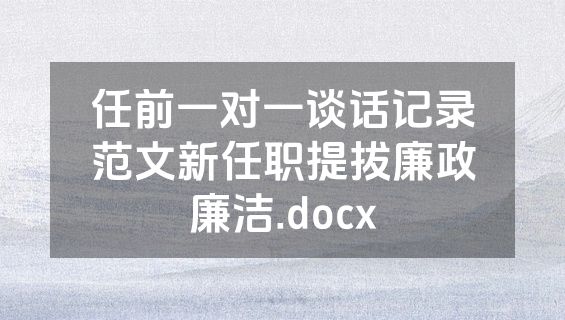 任前一对一谈话记录范文新任职提拔廉政廉洁.docx