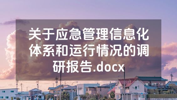 关于应急管理信息化体系和运行情况的调研报告.docx