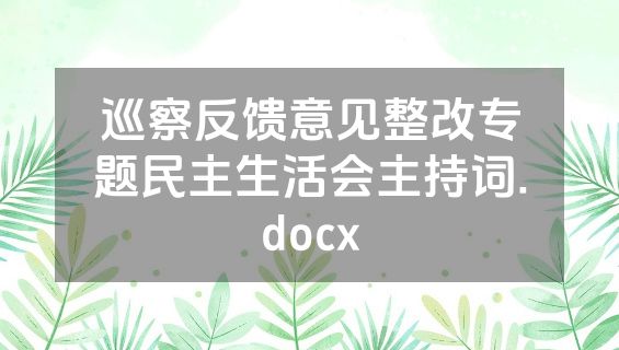 巡察反馈意见整改专题民主生活会主持词.docx