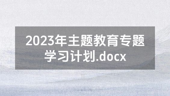 2023年主题教育专题学习计划.docx