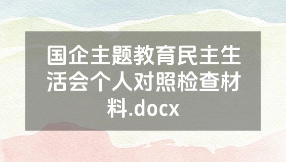 国企主题教育民主生活会个人对照检查材料.docx