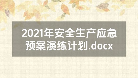 2021年安全生产应急预案演练计划.docx