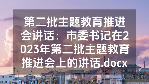 第二批主题教育推进会讲话：市委书记在2023年第二批主题教育推进会上的讲话.docx