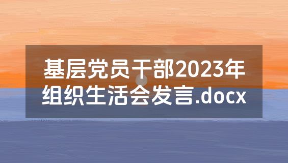基层党员干部2023年组织生活会发言.docx