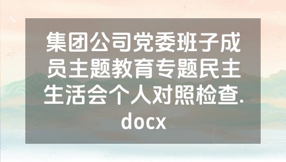 集团公司党委班子成员主题教育专题民主生活会个人对照检查.docx