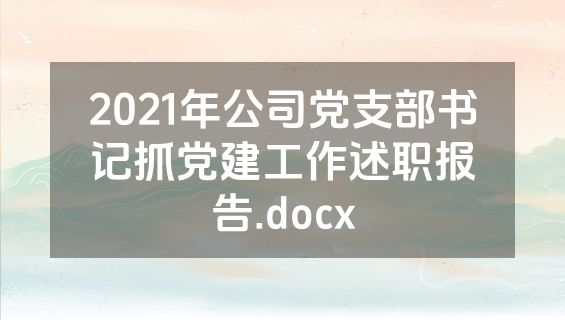 2021年公司党支部书记抓党建工作述职报告.docx