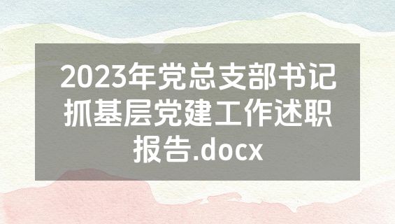 2023年党总支部书记抓基层党建工作述职报告.docx