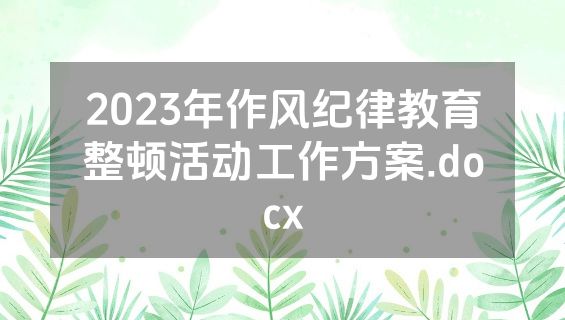 2023年作风纪律教育整顿活动工作方案.docx