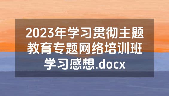 2023年学习贯彻主题教育专题网络培训班学习感想.docx