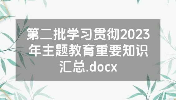 第二批学习贯彻2023年主题教育重要知识汇总.docx