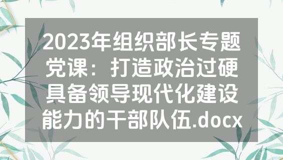 2023年组织部长专题党课：打造政治过硬具备领导现代化建设能力的干部队伍.docx