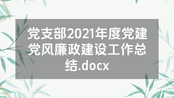 党支部2021年度党建党风廉政建设工作总结.docx