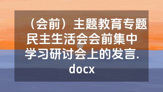（会前）主题教育专题民主生活会会前集中学习研讨会上的发言.docx