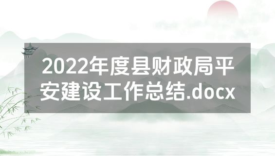 2022年度县财政局平安建设工作总结.docx