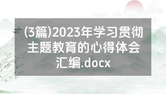 (3篇)2023年学习贯彻主题教育的心得体会汇编.docx