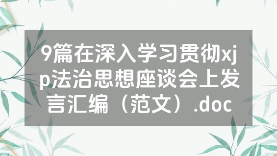 9篇在深入学习贯彻xjp法治思想座谈会上发言汇编（范文）.doc
