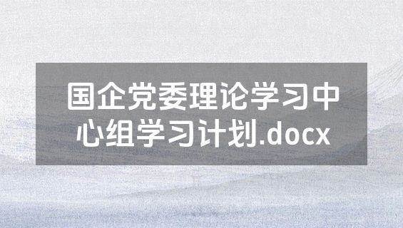 国企党委理论学习中心组学习计划.docx