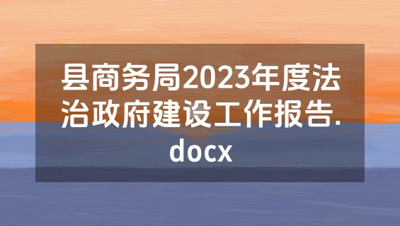 县商务局2023年度法治政府建设工作报告.docx