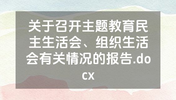 关于召开主题教育民主生活会、组织生活会有关情况的报告.docx