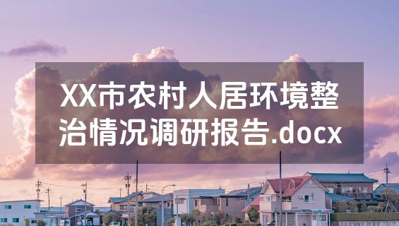 XX市农村人居环境整治情况调研报告.docx