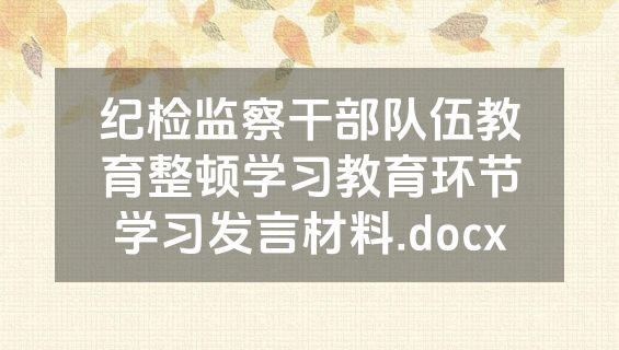 纪检监察干部队伍教育整顿学习教育环节学习发言材料.docx