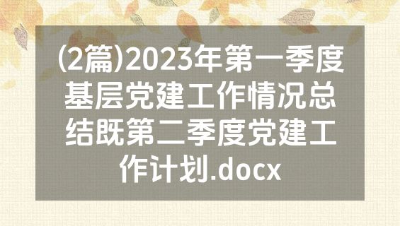 (2篇)2023年第一季度基层党建工作情况总结既第二季度党建工作计划.docx