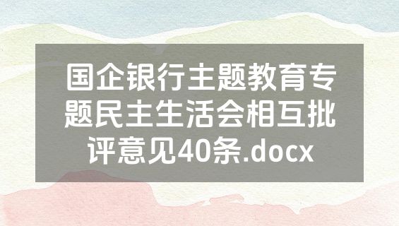 国企银行主题教育专题民主生活会相互批评意见40条.docx