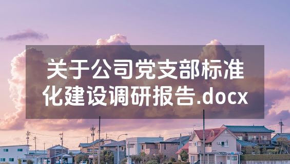 关于公司党支部标准化建设调研报告.docx