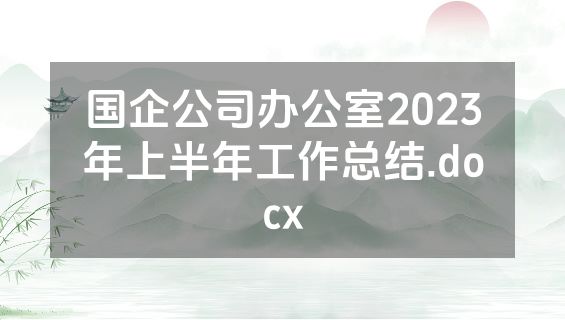 国企公司办公室2023年上半年工作总结.docx