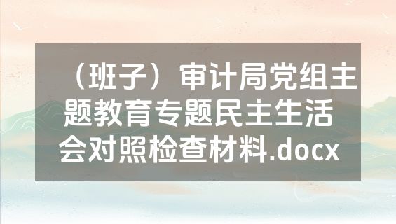 （班子）审计局党组主题教育专题民主生活会对照检查材料.docx