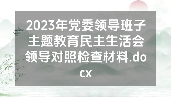 2023年党委领导班子主题教育民主生活会领导对照检查材料.docx