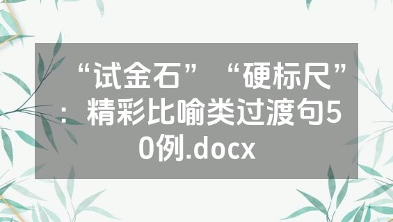“试金石”“硬标尺”：精彩比喻类过渡句50例.docx