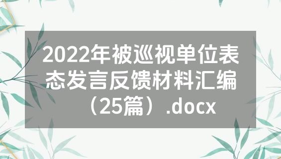 2022年被巡视单位表态发言反馈材料汇编（25篇）.docx