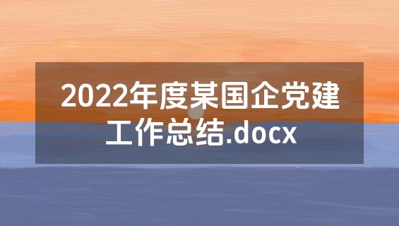 2022年度某国企党建工作总结.docx
