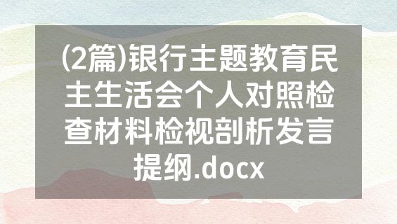 (2篇)银行主题教育民主生活会个人对照检查材料检视剖析发言提纲.docx