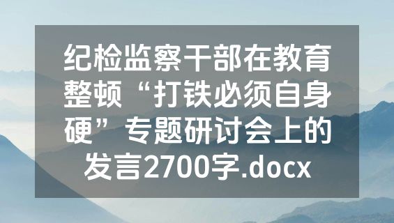 纪检监察干部在教育整顿“打铁必须自身硬”专题研讨会上的发言2700字.docx