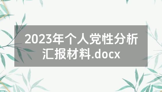 2023年个人党性分析汇报材料.docx