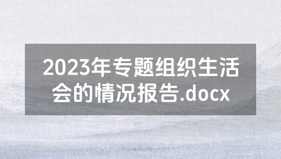2023年专题组织生活会的情况报告.docx