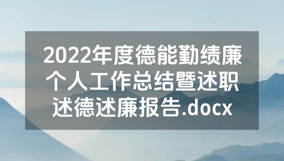 2022年度德能勤绩廉个人工作总结暨述职述德述廉报告.docx