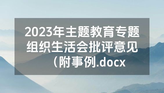 2023年主题教育专题组织生活会批评意见（附事例.docx