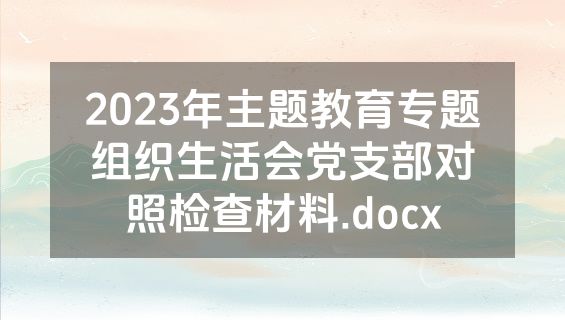 2023年主题教育专题组织生活会党支部对照检查材料.docx